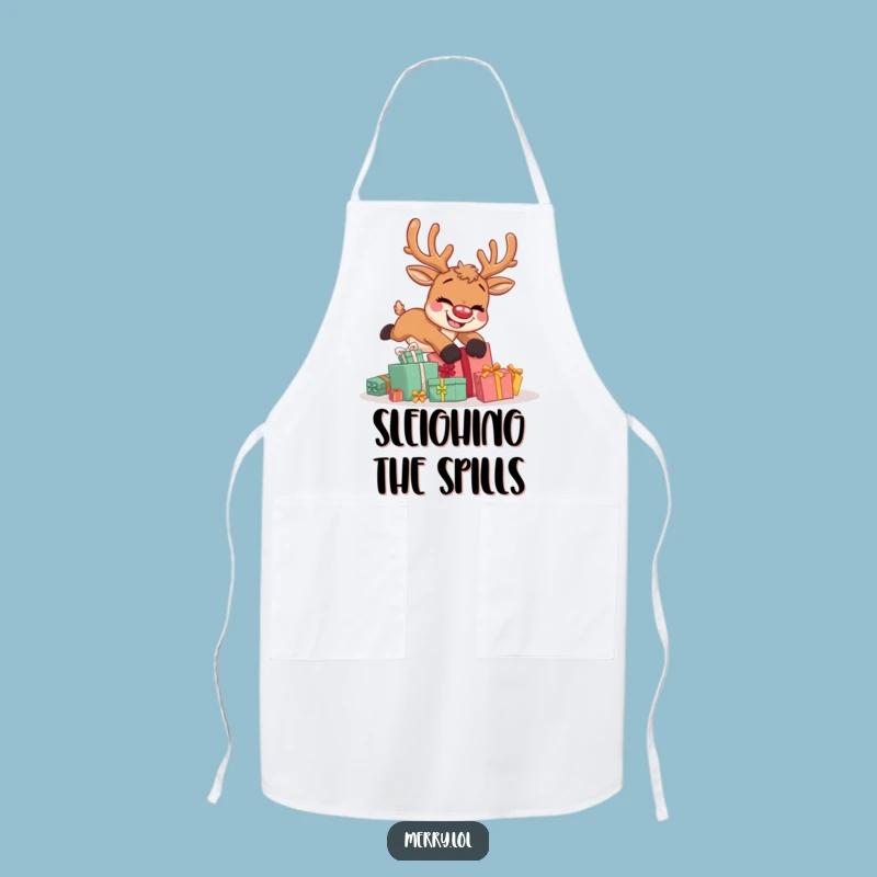 Funny Reindeer Tripping Apron: Kitchen Hilariousness for the Holiday Cook
