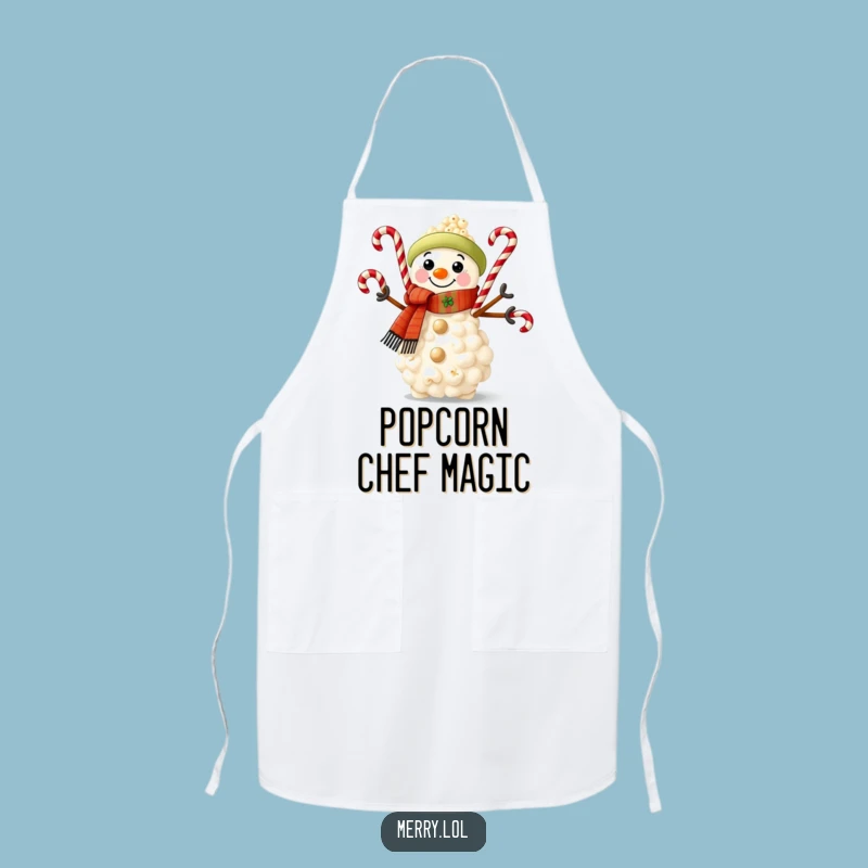 Funny Popcorn Snowman Apron: Festive Fun for the Holiday Kitchen