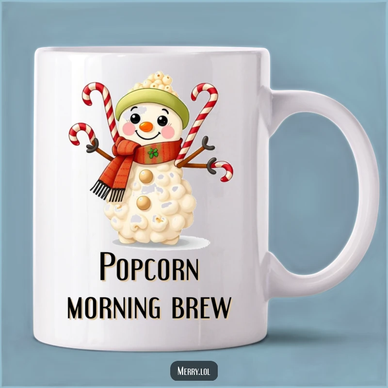 Funny Popcorn Snowman Mug: Whimsical Holiday Cheer and Perfect Gift