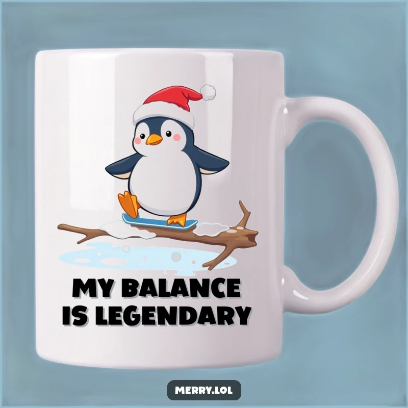 Funny Penguin Santa Hat Ice Skating Mug: Hilarious Holiday Mishap Gift