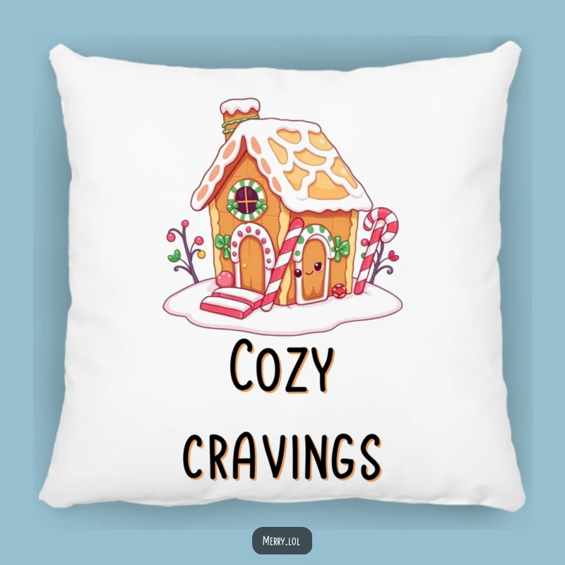 Funny Gingerbread House Pillow: Cozy Candy Cane Chimney Cushion