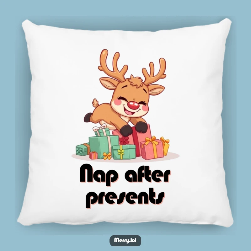 Funny Reindeer Tripping Pillow: Cozy Comfort and Hilarious Holiday Decor
