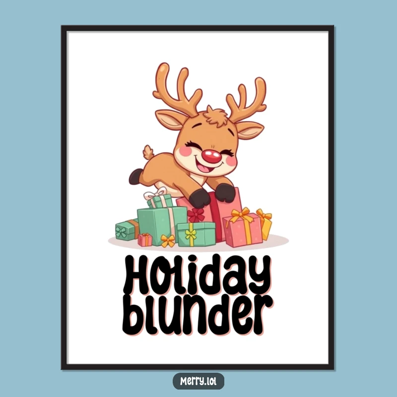 Funny Reindeer Tripping Digital Art: Instant Holiday Laughs and Festive Decor