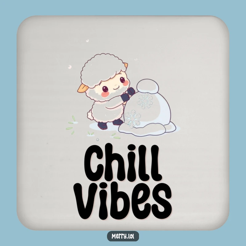 Funny Sheep Snowman Coaster: Giant Snowflake Winter Drink Art