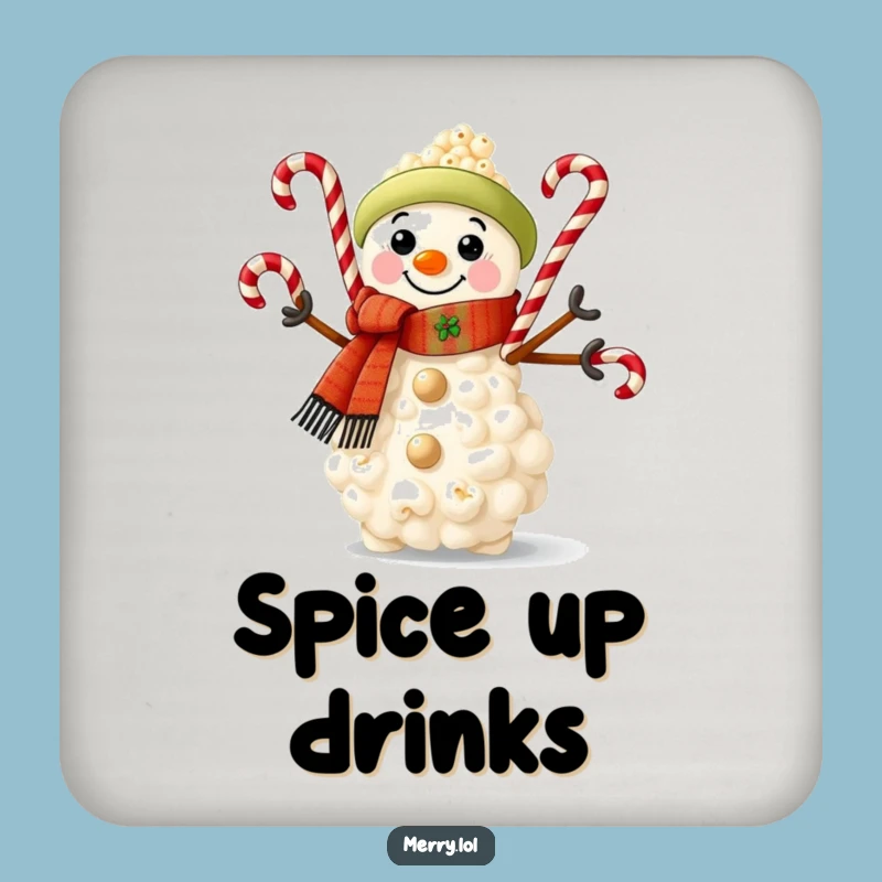 Funny Popcorn Snowman Drink Coaster: Add Whimsy to Your Table Setting