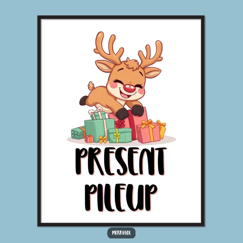 Funny Reindeer Tripping Poster: Hilarious Holiday Wall Art and Gift