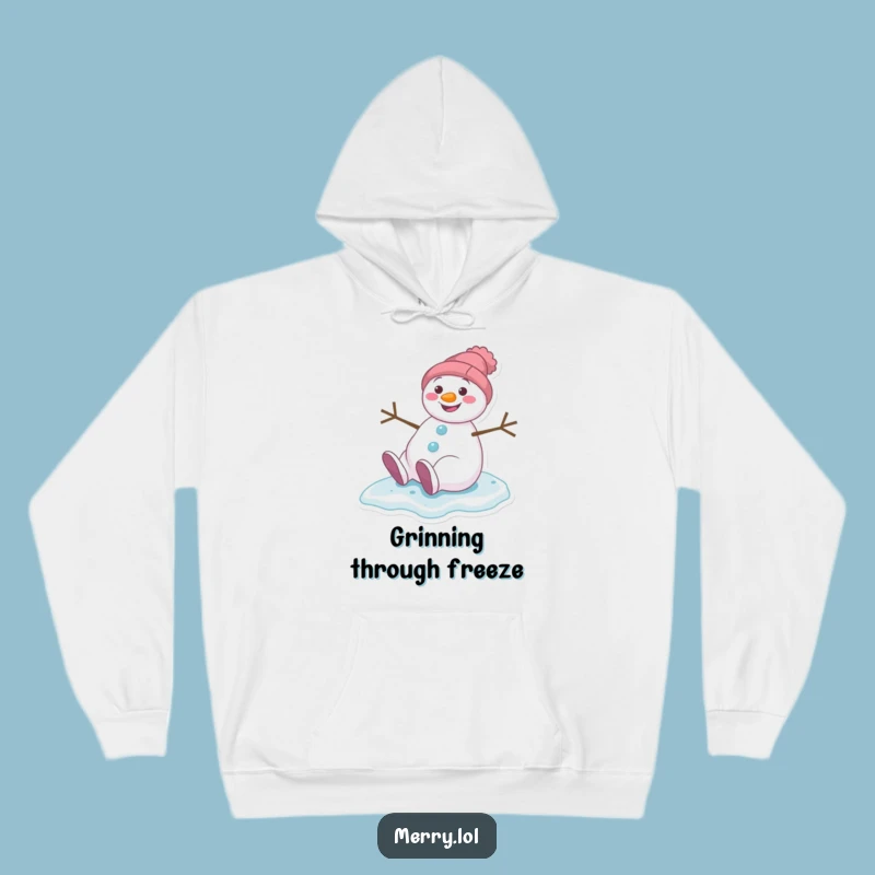 Cozy Funny Snowman Slipping Hoodie - Warm & Hilarious Winter Gift