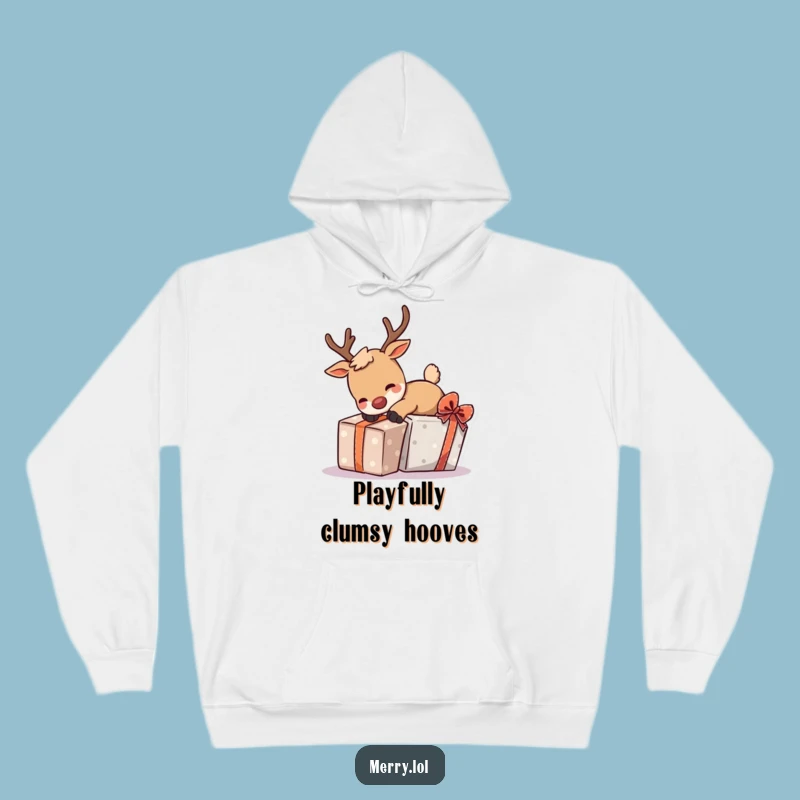 Cozy Funny Tripping Reindeer Hoodie - Warm & Hilarious Holiday Gift