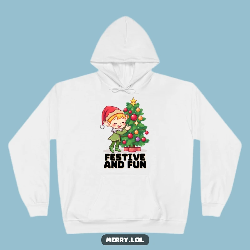 Funny Elf Hoodie: Cute Decorator Elf, Cozy Christmas Sparkle, Gift