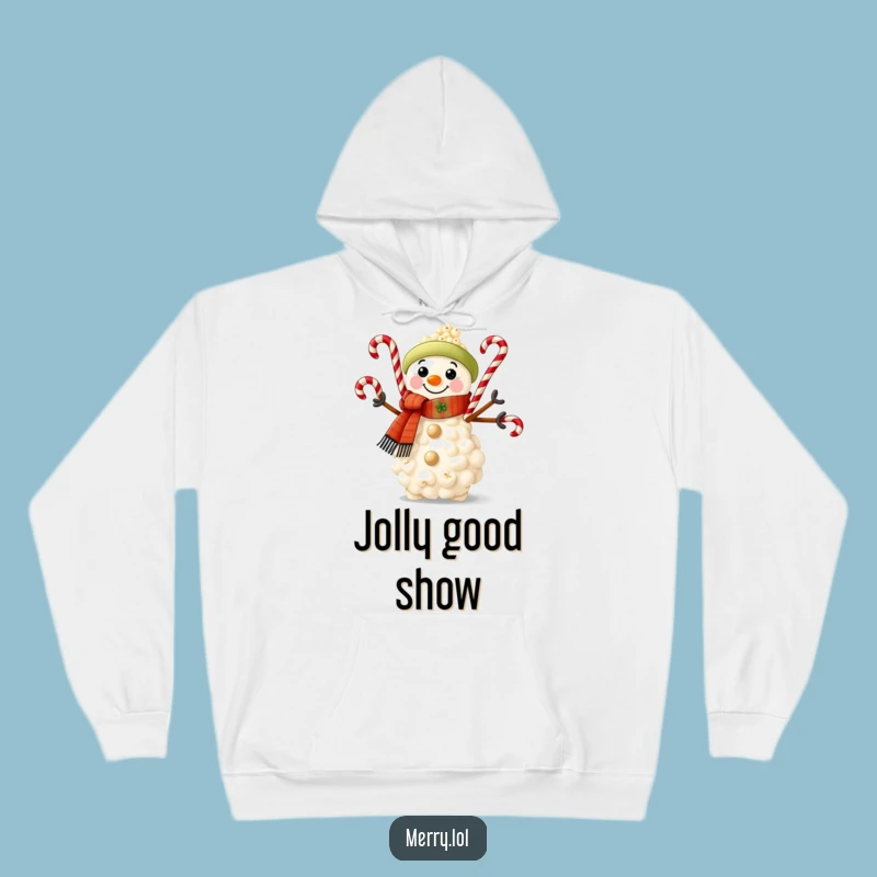 Funny Popcorn Snowman Hoodie: Cozy Comfort and Festive Holiday Vibes