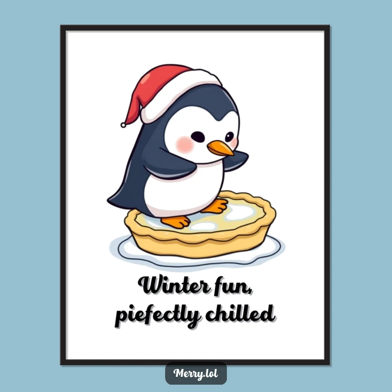 Funny Free Printable Wall Art: Penguin Pie Skater for Whimsical Decor