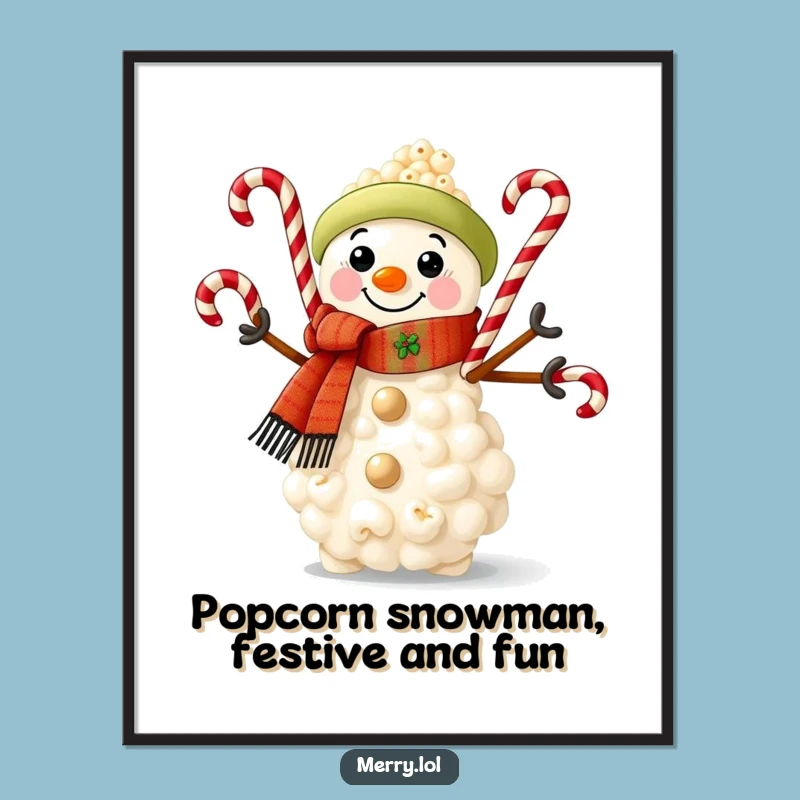 Funny Free Printable Wall Art: Whimsical Popcorn Snowman, Juggling Candy Canes Downloadable Decor!