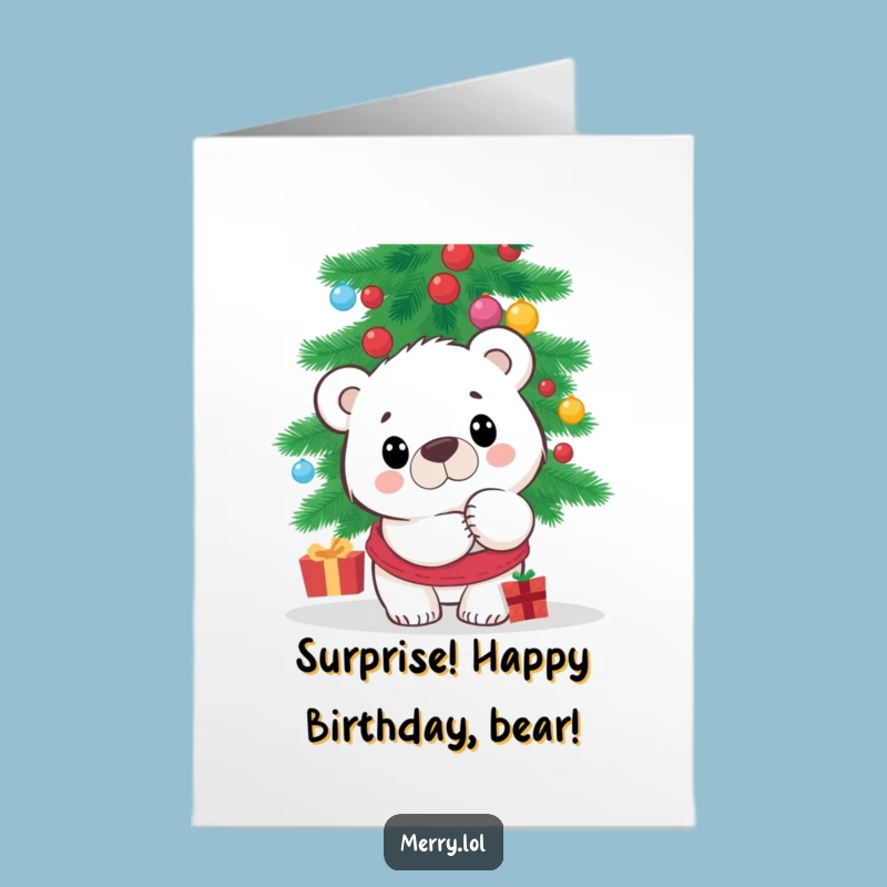 Free Printable Polar Bear Birthday Card: Funny Peeking Bear Downloadable Gift
