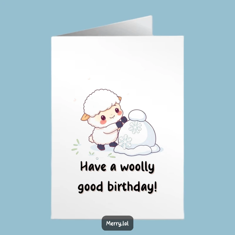 Funny Free Printable Sheep Birthday Card: Snowman Builder Downloadable Gift for Winter Birthdays