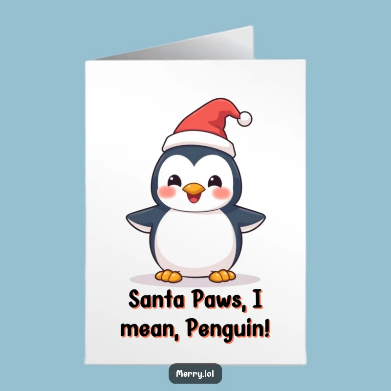 Free Printable Penguin Birthday Card: Funny Santa Hat Penguin Downloadable Gift