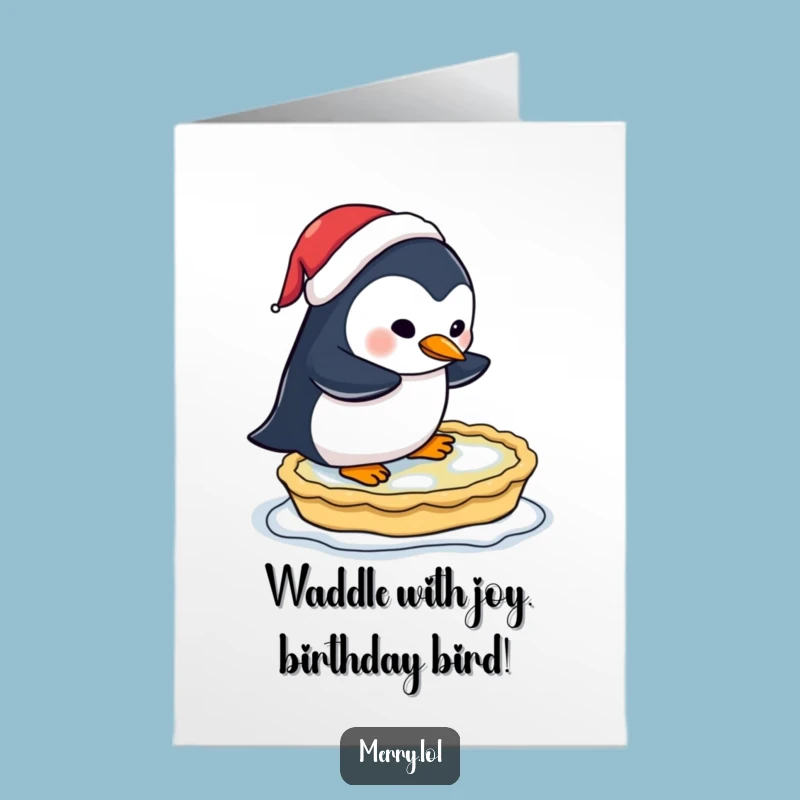 Free Printable Birthday Card: Penguin Skates Pie for Hilarious Wishes!