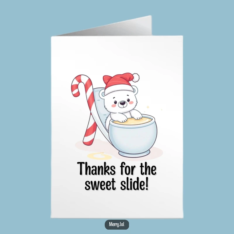 Free Printable Thank You Card: Adorable Polar Bear Slide, Eggnog Dive Downloadable Gift!