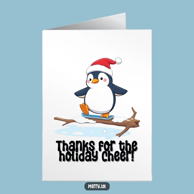 Funny Free Printable Penguin Thank You Card: Awkward Skater Downloadable for Grateful Giggles