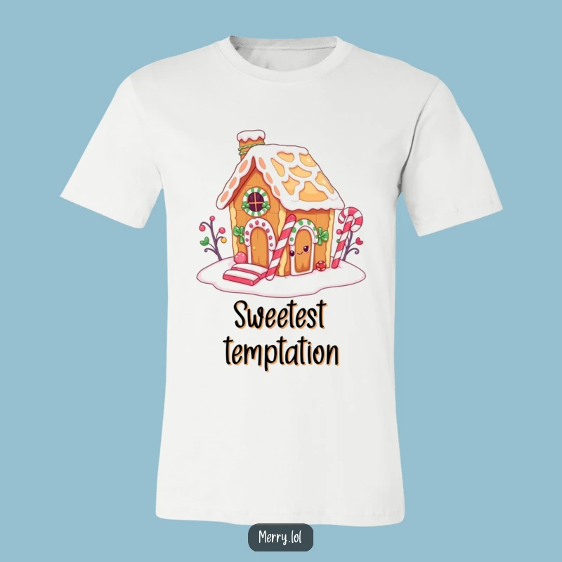 Funny Gingerbread House T-Shirt: Sneaky Candy Cane Chimney Laugh Shirt