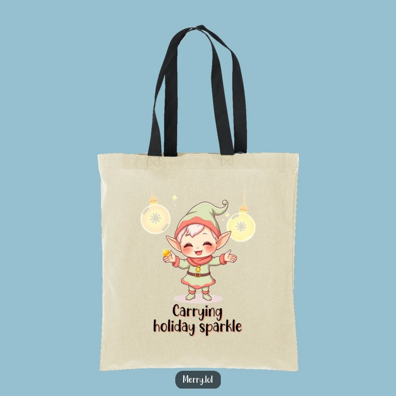 Funny Elf Tote Bag - Giggling Ornament Juggler Holiday Carry-All