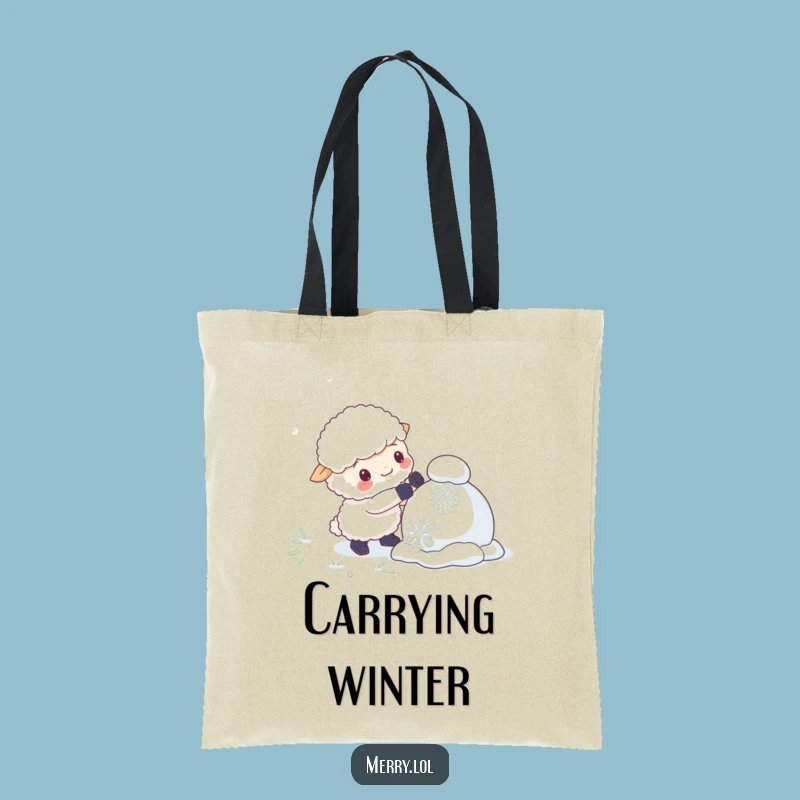 Funny Sheep Snowman Tote Bag: Giant Snowflake Carry-All Bag